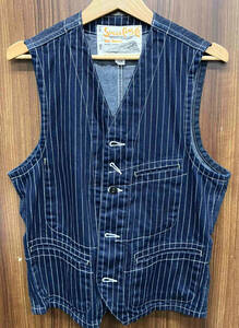 SUGAR CANE/ベスト/SC12654 WABASH STRIPE WORK VEST ワークベスト シュガーケーン サイズ:38 ストライプ ネイビー×ホワイト