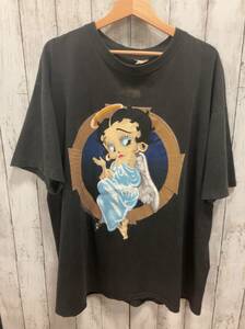 Betty Boop ベティ・ブープ 半袖Tシャツ ブラック キャラクター 90s 1994年、USA製 シングルステッチ 右肩穴・正面汚れ有り メンズ XXL