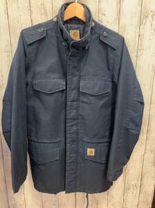 carhartt カーハート ジャケット 輸入古着 ネイビー ナイロン ドローコード ロゴ メンズ XS