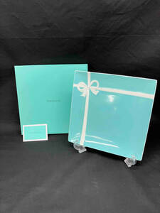 ［箱付］Tiffany &Co ティファニー ブルーボックス プレート 四角 テーブルウェア 食器 キッチン インテリア リボン 大皿 ホワイト ギフト