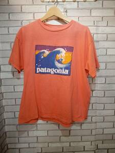 patagonia Tシャツ ロンT Patagonia 90s初期 葛飾北斎 USA製 半袖Tシャツ ピンク 富士山 Lサイズ メンズ アウトドア