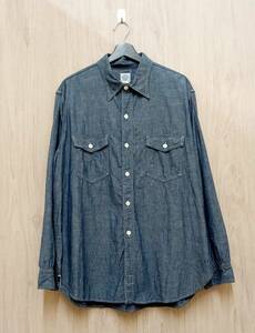 POST OVERALLS/ポストオーバーオールズ/長袖シャツ/3211/Classic Chambray Nevtras/インディゴブルー/Ｌサイズ