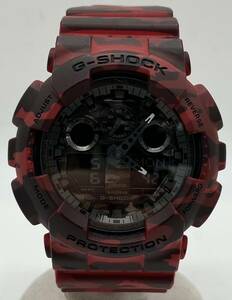 CASIO カシオ G-SHOCK GA-100CM カモフラ レッド クォーツ アナデジ アナログ デジタル ラバーベルト 腕時計 箱付き ウォッチ