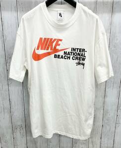 NIKE×STUSSY/半袖Tシャツ/ナイキ/ステューシー/クルーネック/ロゴプリント/ホワイト/Mサイズ/夏