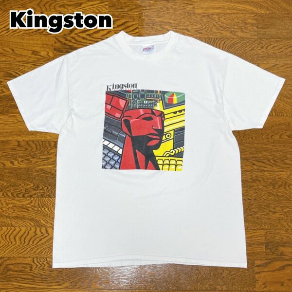 90s USA製 Kingston キングストン 企業Tシャツ アート XL