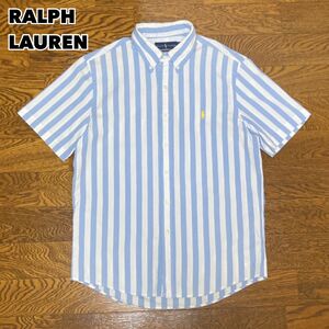 RALPH LAUREN ラルフローレン シャツ 半袖 ストライプ 刺繍ロゴ