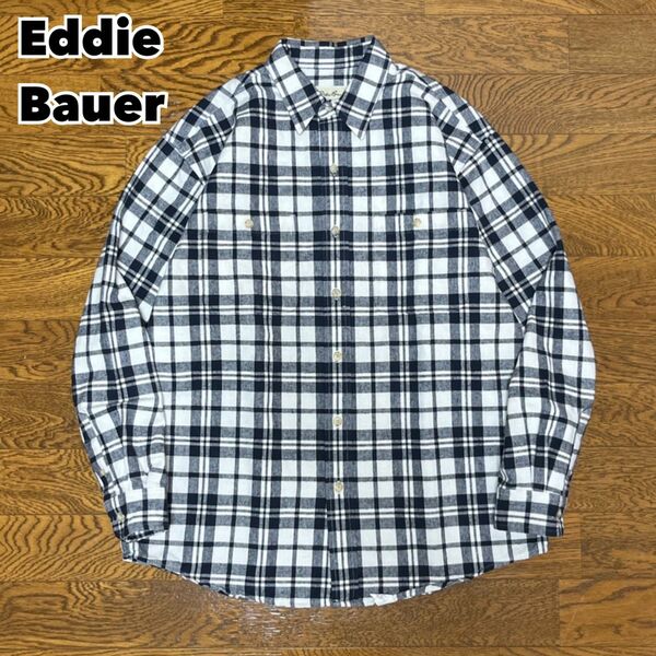 Eddie Bauer エディーバウアー ネルシャツ ネイビー ホワイト
