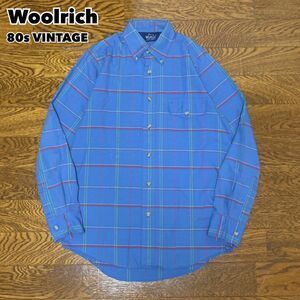 80s Woolrich ウールリッチ チェックシャツ ブルー系 ヴィンテージ