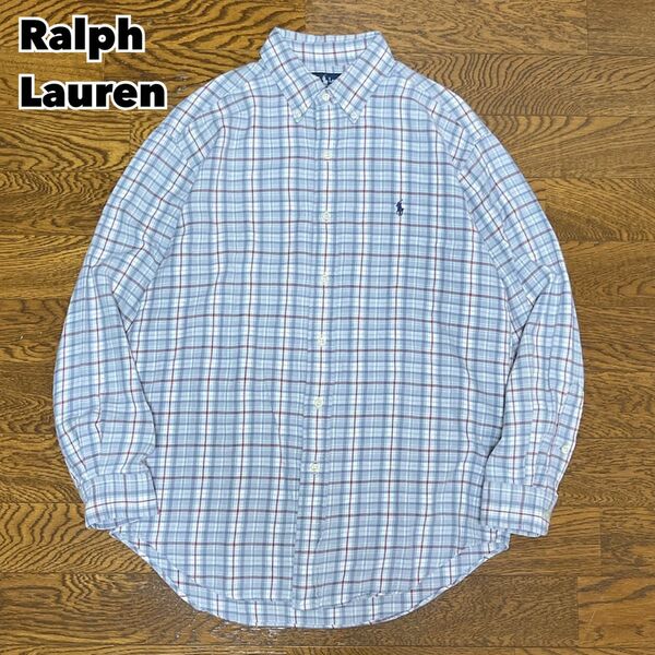 90s Ralph Lauren ラルフローレン チェックシャツ 刺繍ロゴ