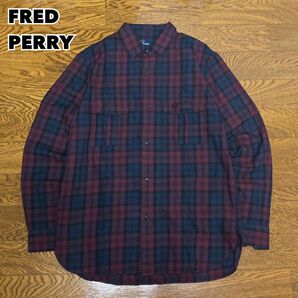 FRED PERRY フレッドペリー チェックシャツ長袖 刺繍ワンポイントロゴ