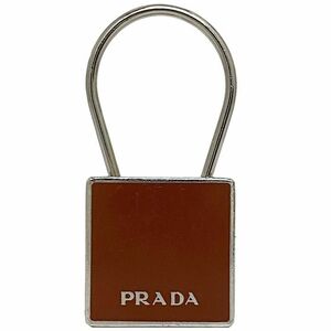 Prada key ring Brown silver ec-20217 square key holder metal used PRADA Vintage 