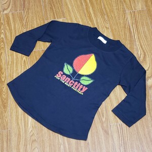 送料無料 EL'BOW 企業パロディTシャツ ロゴ サンキスト Sunkist Sanctity 五分袖 ブラック 黒 Mサイズ マーク カットソー コットン