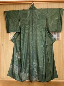  silk [ green ground month .. rabbit peerless kimono ]