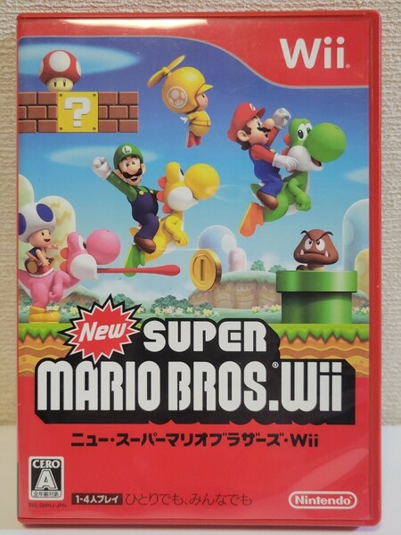 中古☆Wii NEW スーパーマリオブラザーズ Wii 送料無料 箱 説明書 付き Wii U可 名作 アクション ルイージ ピノキオ ピーチ クッパ ニュー