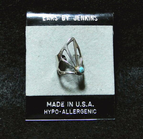 90's イヤリング シルバー ：ターコイズ イヤーカフ U.S. Made Sterling Silver Ear Cuff ビンテージ 送料込