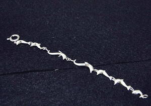 Art hand Auction Bracelet en argent estampillé 925 fait à la main des années 90 - Dolphin Circle Claw Made in USA Livraison gratuite, bracelet, Bracelets, bracelet, Argent