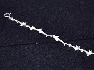 Art hand Auction Браслет из штампованного серебра 925 пробы ручной работы в стиле 90-х годов - круглый коготь дельфина B, сделано в США, бесплатная доставка, браслет, браслеты, браслет, Серебро