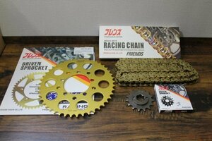 【フレンズ】CBX用 ゴールド スプロケット チェーン フルセット 520-45T 520-15T CBX550F CBR400F