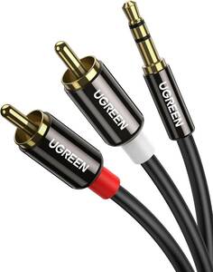 3m UGREEN RCA 3.5mm 変換 オーディオケーブル 3.5mmステレオミニプラグ RCA ミニピン 赤白ケーブル ミ