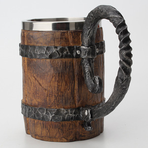  new goods 600ml stainless steel jug resin anti-rust mug bai King beer jug stylish cool Hammer steering wheel glass beer 