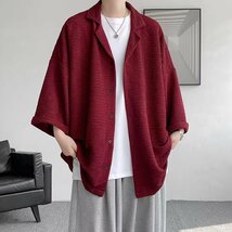 新品 メンズ シャツ アウター トップス 開襟シャツ 大きいサイズ 韓国風 七分丈袖 薄手 夏服 ゆったり カジュアル 3色M-5XL_画像4