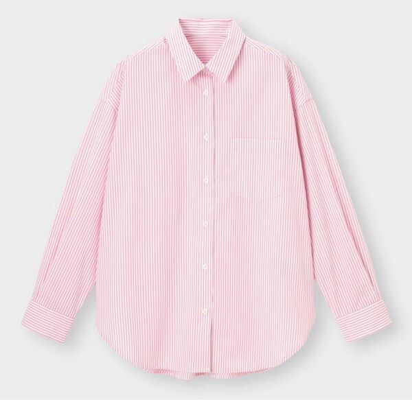 GU ストライプオーバーサイズシャツ 長袖 Sサイズ ピンク シャツ カッターシャツ トップス レディース メンズ 服 ジーユー　