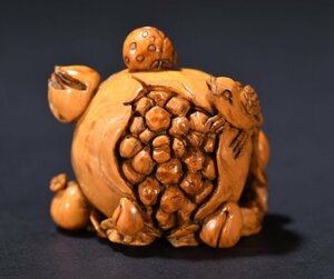◆御泓軒◆『清・マンモス彫・多子多福鼻煙壺』極細工・古賞物・中国古玩・中国古美術