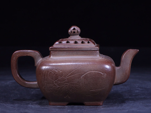 *...*[ Kiyoshi *.. history . length made .* purple sand small teapot * load flower . poetry writing purple sand tea .] superfine .* old . thing * China old .* China old fine art 
