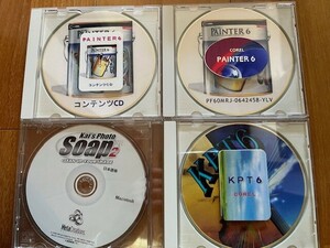 MacSoft４枚(上左からPainter6 Contents、Painter6,Soap2,KPT6）