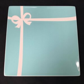 未使用！TIFFANY&Co ティファニー ブルーボックスプレート スクエアプレート 約24.3cm×24.3cm 皿 角皿 大皿 箱・保存袋付の画像2