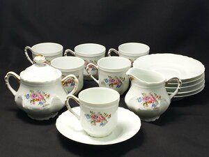 ROYALE LIMOGES ロワイヤル リモージュ セット d'artois 花柄 デミタス カップ＆ソーサー ×6 シュガーポット ×1 ミルクピッチャー ×1