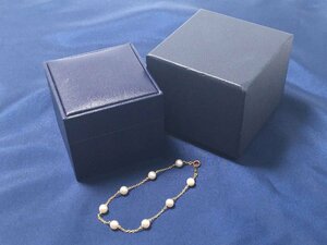 【MIKIMOTO】ミキモト パール ブレスレット 真珠 約4.9ｍｍ～5.2mm K14 刻印 アコヤ真珠 あこや 重量2.6g