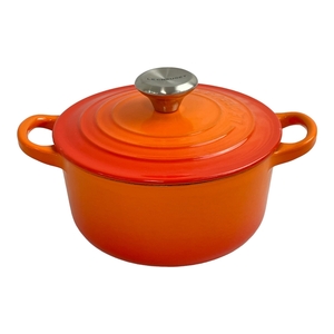 LE CREUSET 16 両手鍋 オレンジ ル・クルーゼ キッチン用品 中古 N8828306