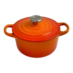 LE CREUSET 14 両手鍋 オレンジ ル・クルーゼ キッチン用品 中古 N8828303