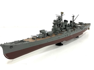 【引取限定】メーカー不明 日本海軍 戦艦 足柄 プラモデル 組立済 約59×7.5×12.5cm ジャンク 直 B8820574