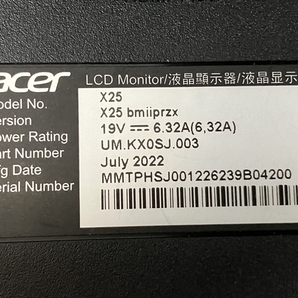 【動作保証】Acer X25bmiiprzx 24.5インチ ゲーミングモニター ディスプレイ 2022年製 エイサー 中古 O8830499の画像3