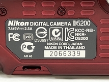 【動作保証】Nikon D5200 一眼レフカメラ 18-55mm 1:3.5-5.6G VRレンズキット レッド 中古 O8860663_画像3