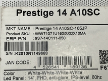 MSI Prestige-14-A10SC-165JP ノート PC i7-10710U 1.10GHz 1.10GHz 16GB SSD 512GB 14型 Win 11 Home 中古 訳有 T8463071_画像10