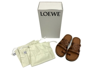  Loewe дыра грамм сандалии Flat кожа 37 Brown б/у прекрасный товар T8672475