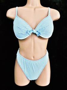 PJ1-77D*// three love! made in Japan! dot pattern . pretty! blue * high leg * bikini *. pad attaching swim wear * most low price . postage .. packet if 250 jpy 