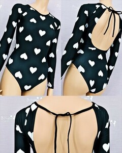 PY3-513*// eyes ... whole body Heart pattern! popular ho ruta- ribbon! black * long sleeve *L size * most low price . postage .. packet if 210 jpy!