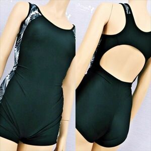 PY3-449*//XL size! side. stylish leaf pattern . pretty! black * half spats .. for swimsuit * most low price . postage .. packet if 210 jpy!