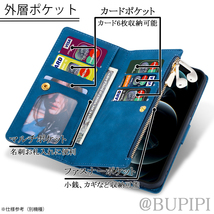 手帳型 スマホケース 高品質 レザー iphone 7 8 SE 第2・3世代 対応 本革調 ブルー カバー 財布 大容量 カード コイン 小銭_画像2