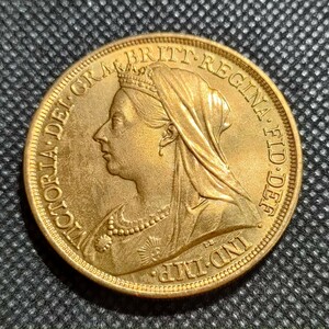 7613　イギリス古銭　ヴィクトリア　鍍金金貨　約39mm　海外コイン　アンティークコレクション