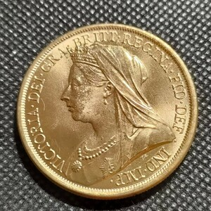7906　イギリス古銭　ヴィクトリア　鍍金金貨　約38mm　海外コイン　アンティークコレクション