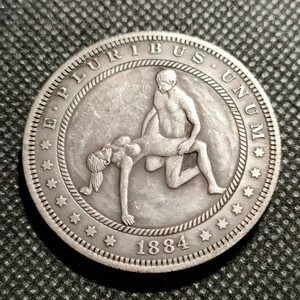8324　アメリカ古銭　ルンペン　約38mm　イーグル　チャレンジコイン　ゴルフマーカー　コイン　アンティーク　ホーボー