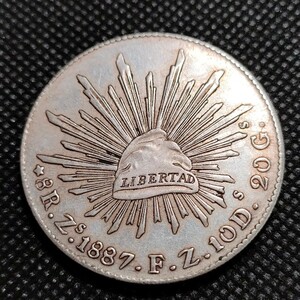 8508　メキシコ古銭　1887.F.Z.10D　アンティークコイン