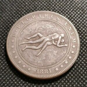 8632　アメリカ古銭　ルンペン　約38mm　イーグル　チャレンジコイン　ゴルフマーカー　コイン　アンティーク　ホーボー