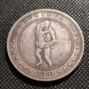 8636　アメリカ古銭　ルンペン　約38mm　イーグル　チャレンジコイン　ゴルフマーカー　コイン　アンティーク　ホーボー