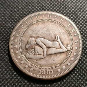 8637　アメリカ古銭　ルンペン　約38mm　イーグル　チャレンジコイン　ゴルフマーカー　コイン　アンティーク　ホーボー